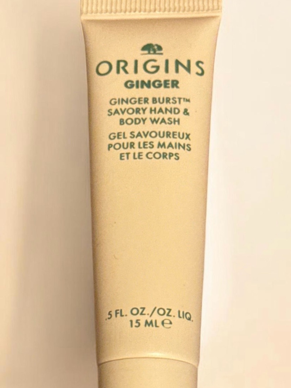 Origins Ginger Burst Hand & Body Wash Tube - Cream with Green Text